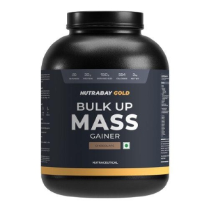 Nutrabay Gold Bulk Up Mass Gainer Powder - 3kg, Chocolate | 30g Protein, 104g Carbs, 554 Calories | Easy to Digest | 100% Veg Muscle Building & Weight Gainer Supplement for Men & Women