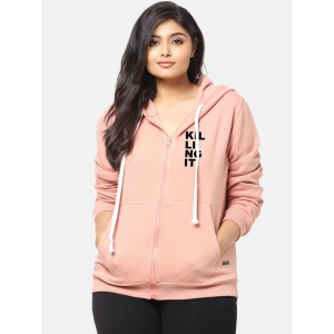 Printed Stylish Casual Hooded Sweatshirt Pink 5XL