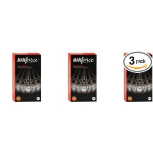 MANFORCE 3 in 1 Condoms (Ribbed Contour Dotted) Overtime Orange Flavoured- 10 Pieces x Pack of 3 Condom (Set of 3 30 Sheets)