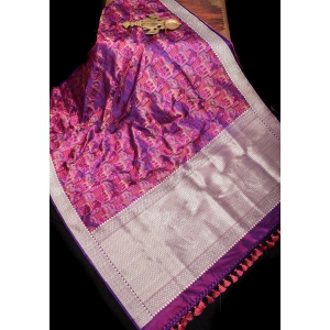 Statement Tanchoi Satin Silk Saree in Purple with Tehra Zari Meena and unique body design | SILK MARK CERTIFIED