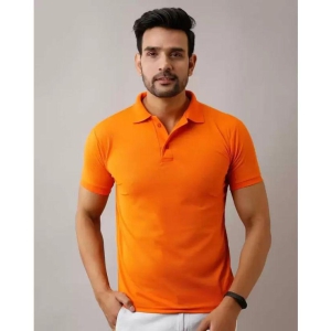 SKYRISE Cotton Blend Slim Fit Solid Half Sleeves Mens Polo T Shirt - Orange ( Pack of 1 ) - None