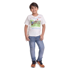 NEO GARMENTS Kids Unisex Round Neck Printed Cotton T-shirt -    | SIZE FROM 1 YRS TO 7 YRS.-(3-4YRS) / WHITE