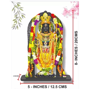 Statue in Ayodhya Mandir (2D), Idol Home Decor, Divine Gifts, Big Size Ram Lalla Statue 8 inch x 5 inch