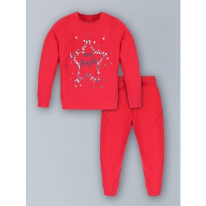 PLUM TREE - Red Cotton Blend Girls Top With Pants ( Pack of 1 ) - None