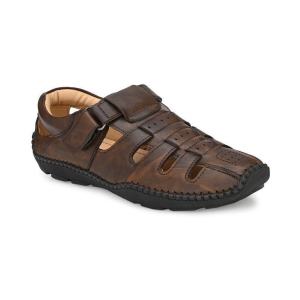 SHENCES Brown Faux Leather Sandals - 6