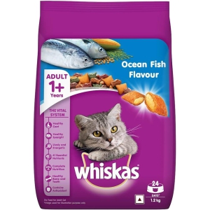 Whiskas Adult (+1 year) Dry Cat Food Food, Ocean Fish Flavour pack of 4 x 1.2 kgs