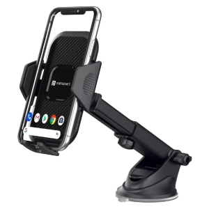 Portronics Dashboard & Windshield Double Clamp Car Mobile Holder - Black - Black