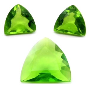 3pc Set for Pendant Earrings Synthetic Glass Cut Stones Green