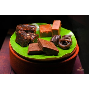 DD - Delight Box-Healthy Palm Jaggery Delight (Kaju Katli  + Mini Jangiri + Halwa) - 450g