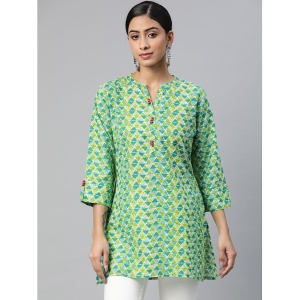 SVARCHI - Green Cotton Women's Straight Kurti ( Pack of 1 ) - None