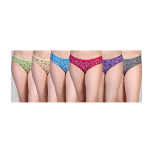 ICONIC ME Multi Color Cotton Printed Womens Bikini ( Pack of 6 ) - None