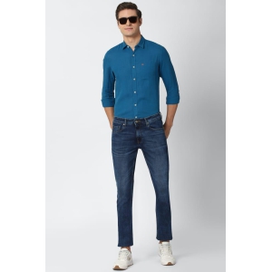 men-blue-slim-fit-solid-full-sleeves-casual-shirt