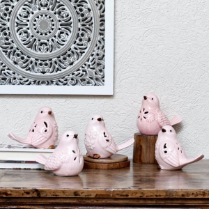 Pink Ceramic Birds Set of 3