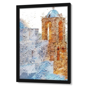 Fort Dome Modern Art - Brush Stroke Style-Basic (9.5 X 13.5 Inches) / Frame With Glossy Film / Black Frame