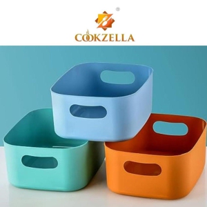 Cookzella Plastic Baskets without Lid - 3 Pieces - Multicolor (26 x 16.5 x 10 cm)