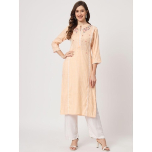 AMIRA''S INDIAN ETHNICWEAR - Peach Viscose Women''s Straight Kurti ( Pack of 1 ) - None