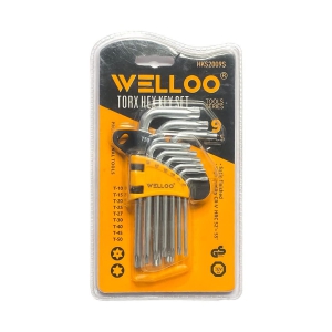 Welloo Torx Hex - 9Pcs Allen key set, Setin Finished CR-V for vehicles and machinery [HKS2009S]