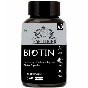 EARTH KING Biotin Capsule for Hair Growth & Hair Care Capsule, 60 Capsules (Pack of 1)