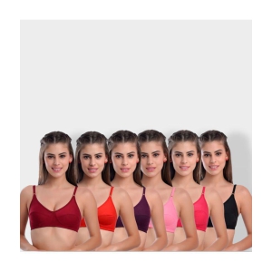 ICONIC ME Multicolor Cotton Lightly Padded Womens Minimizer Bra ( Pack of 6 ) - None