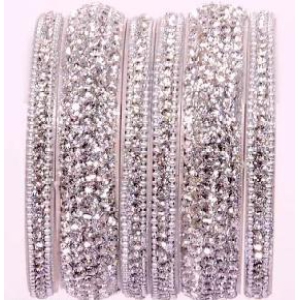 SHANVI BANGLES New Collection Kangan Set With Zircon Gemstone and Glitter Studded Work For Women and Girls ( PACK OF 6 BANGLES )-2.4 / Zircon Gemstone