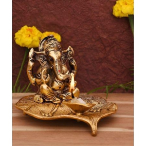 Prince Home Decor & Gifts Metal Ganesh Gold Polish Leaf for Home Decor