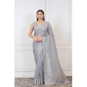 Saree in Grey Color at online Simaaya