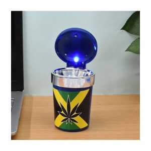 Plastic Car Ashtray Bucket with Lid and LED for Smokers (9784) - Multi Color