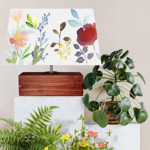 Rectangle Table Lamp - Floral 1 Yellow Lamp Shade