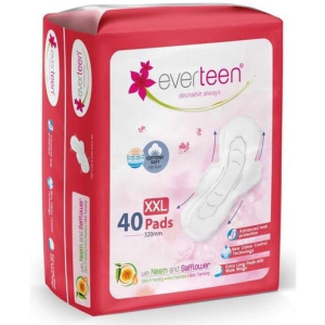 everteen XXL Sanitary Napkin Pads with Soft Top Layer for Women, Enriched with Neem and Safflower - 1 Pack (40 Pads, 320mm Each)