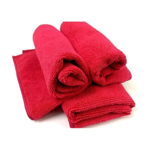 INGENS - Red 280 GSM Microfiber Cloth For Automobile ( Pack of 3 )