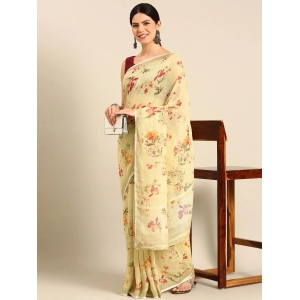 Designer Cream Silk Saree