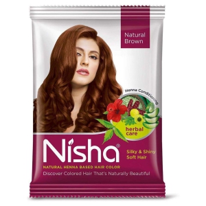 Nisha Hair Color Brown Powder For Hair Coloring (Pack of 12) Natural Henna 30 g