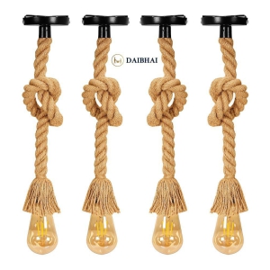 DAIBHAI Jute Rope or Rassi Pendant Lights for Ceiling Pendant Yellow - Pack of 4