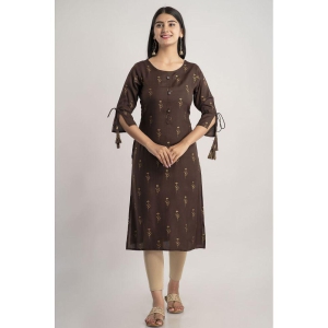 MAUKA - Brown Rayon Womens Straight Kurti ( Pack of 1 ) - None