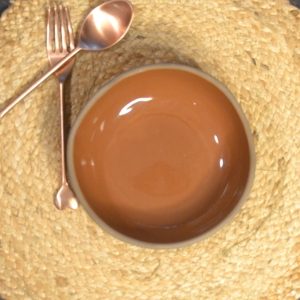 Bhoomi Ceramic Glazed Serving Bowl- Brown