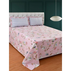 MORADO Poly Cotton Double Bedsheet With 2 Pillow Covers (108x108 Inches, Pink Bale)