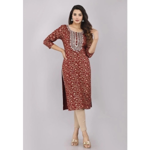 HIGHLIGHT FASHION EXPORT - Maroon Cotton Womens Straight Kurti ( Pack of 1 ) - None