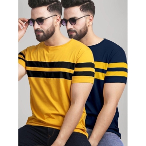 AUSK - Mustard Cotton Blend Regular Fit Men's T-Shirt ( Pack of 2 ) - None