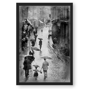 Rainy Day In London Blurred-Essential (13.5 X 19.5 Inches) / Frame With Glass / Dark Brown Frame