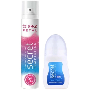 secret temptation Talc Effect Roll-on 50ml & Petal Body Spary 120ml, Combo Pack of 2 for Women (2 Items in the set)