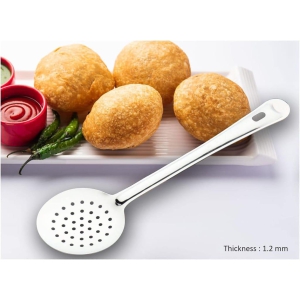 CIELO Kitchen Tools Stainless Steel(Food Grade) Heavy Gauge(1.2 MM) Skimmer/Poni/Deep Fry Jhara/Jharni for Frying and Straining Puris/Nuggets/Rice/Pakodas(Pack of 1,Size 32cm)
