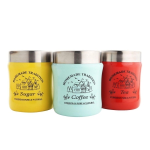 NURATStainless Steel Rainbow Tea Coffee Sugar Containers set of 3