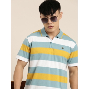 JOVEN Men Multicolor Striped Polo Collar T-Shirt-XL / Multicolor