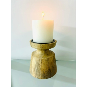 Round shaped beautiful Wooden candle holder 13cm