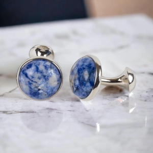 Chokore Silver and Blue Stone Premium Range of Cufflinks