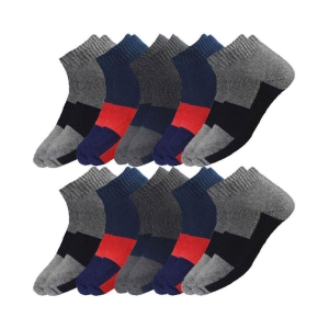 hicode - Cotton Mens Colorblock Multicolor Ankle Length Socks ( Pack of 10 ) - Multicolor