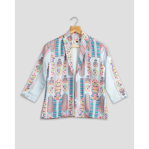 Sky Blue Colour Printed Jacket For Womens-5XL / Sky Blue