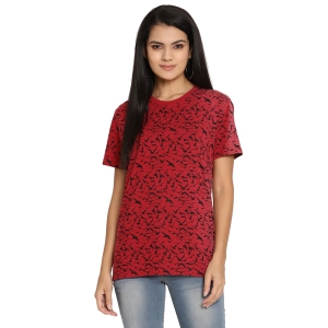 Wolfpack Birds Camo Red Printed Women T-Shirt-L