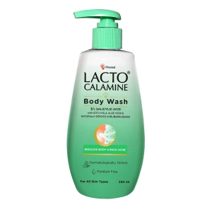 Lacto Calamine Body Wash With 1% Salicylic Acid | 250ml | For Body Acne, Back Acne, Rough & Bumpy Skin | Paraben Free | Shower Gel For Men & Women Pack of 1x 250 ml