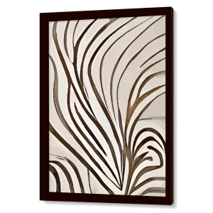 Tropical Leaves Style Free Hand Zoomed - I-Essential (13.5 X 19.5 Inches) / Frame With Glass / Dark Brown Frame